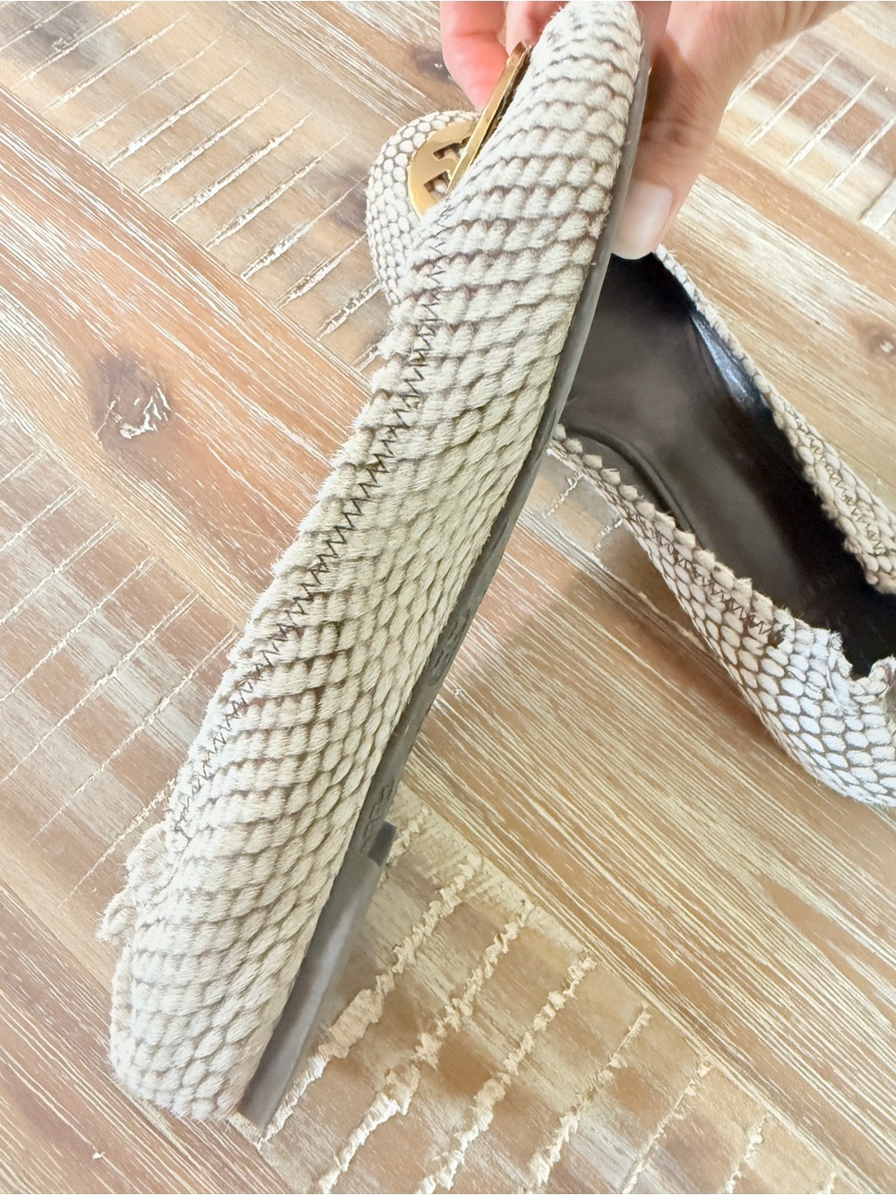 Tory Burch snake print Reva calf hair ballet flats - Picture 7 of 11